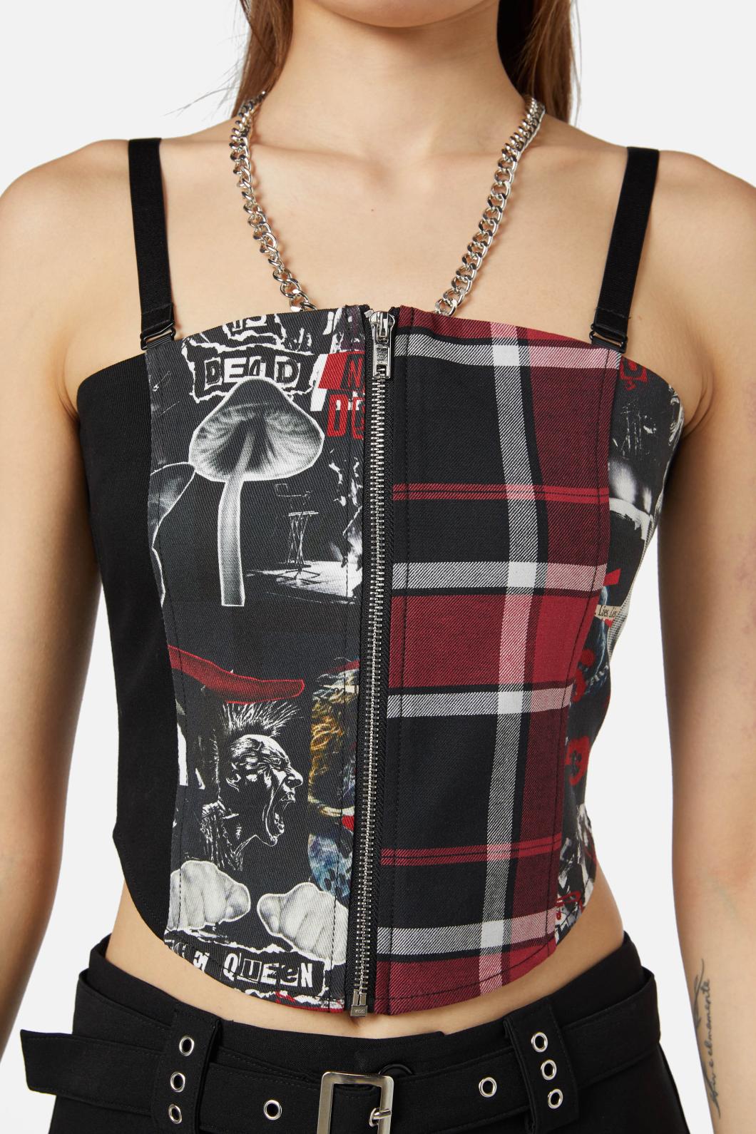 Black Friday - Wild Cat Panel Corset - black