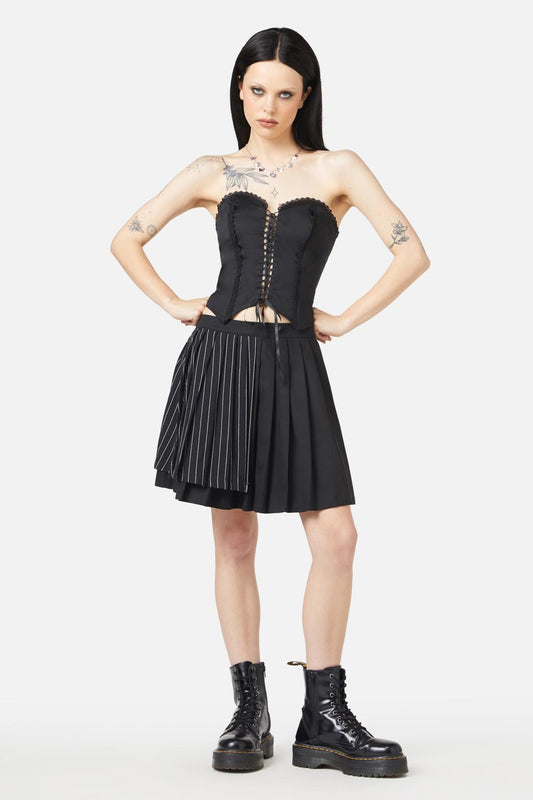 Black Friday - Sew Much Fun Stripe Mini Skirt - black-white