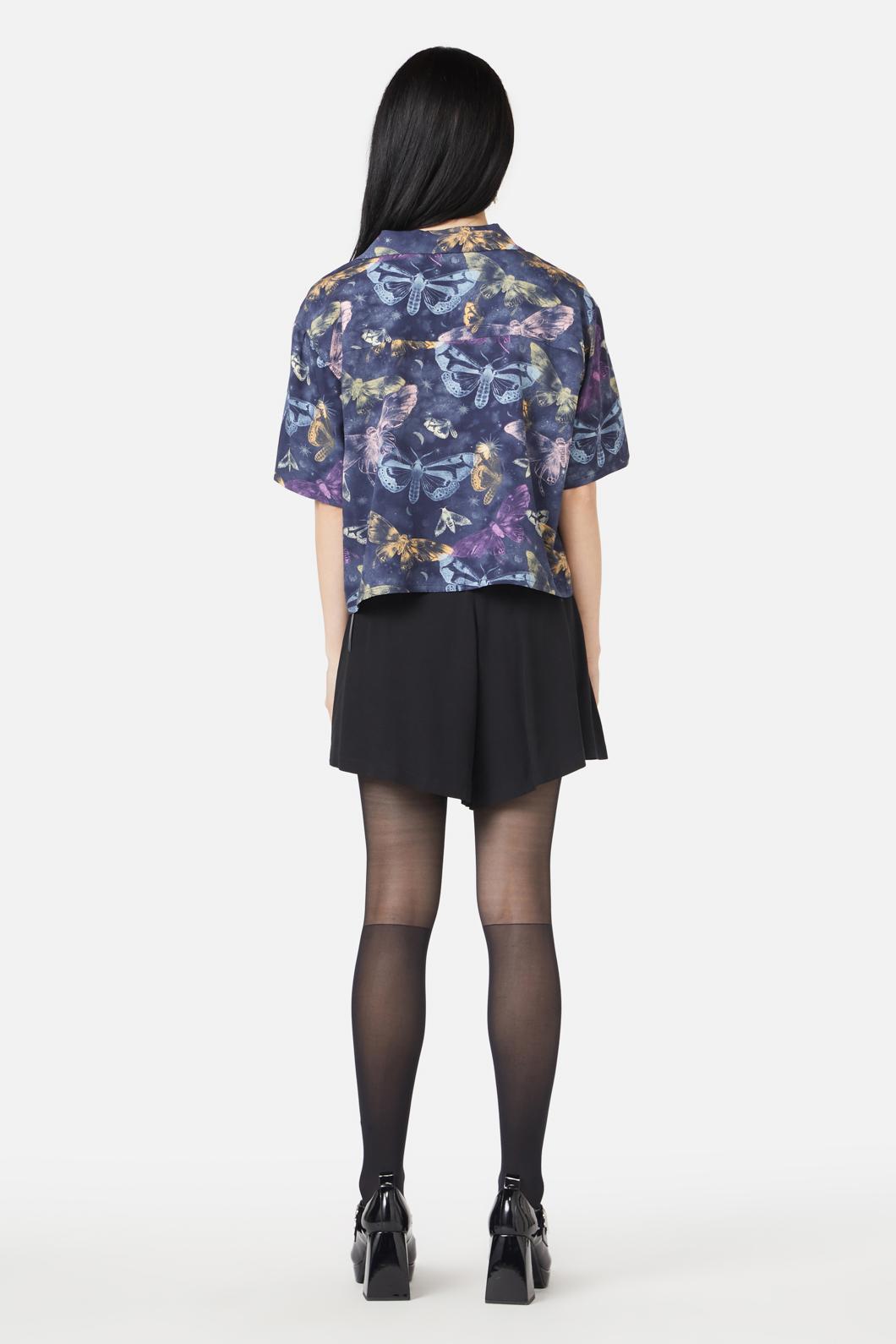 Black Friday - Lunar Moth Print Blouse - navy