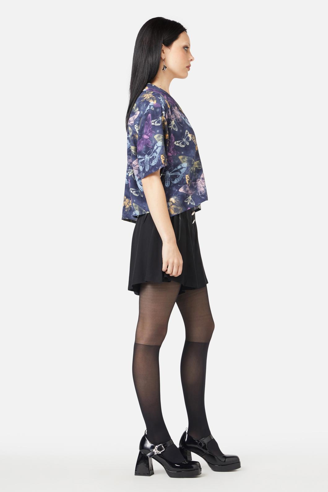 Black Friday - Lunar Moth Print Blouse - navy
