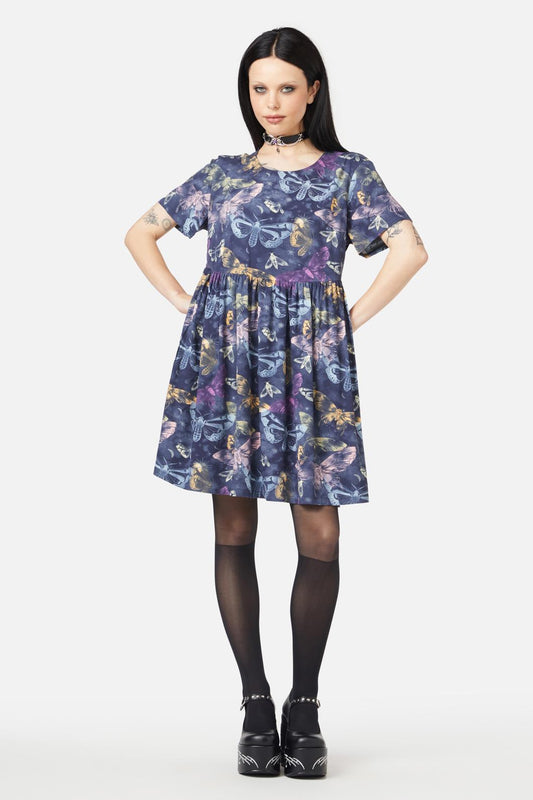 Black Friday - Lunar Moth Smock Dress - navy