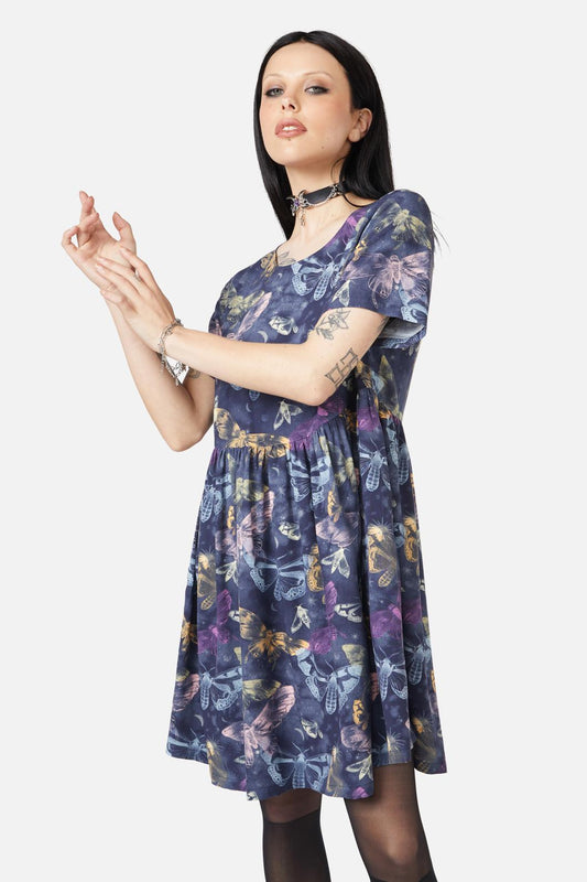 Black Friday - Lunar Moth Smock Dress - navy