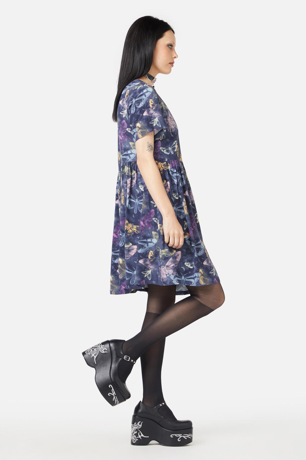 Black Friday - Lunar Moth Smock Dress - navy