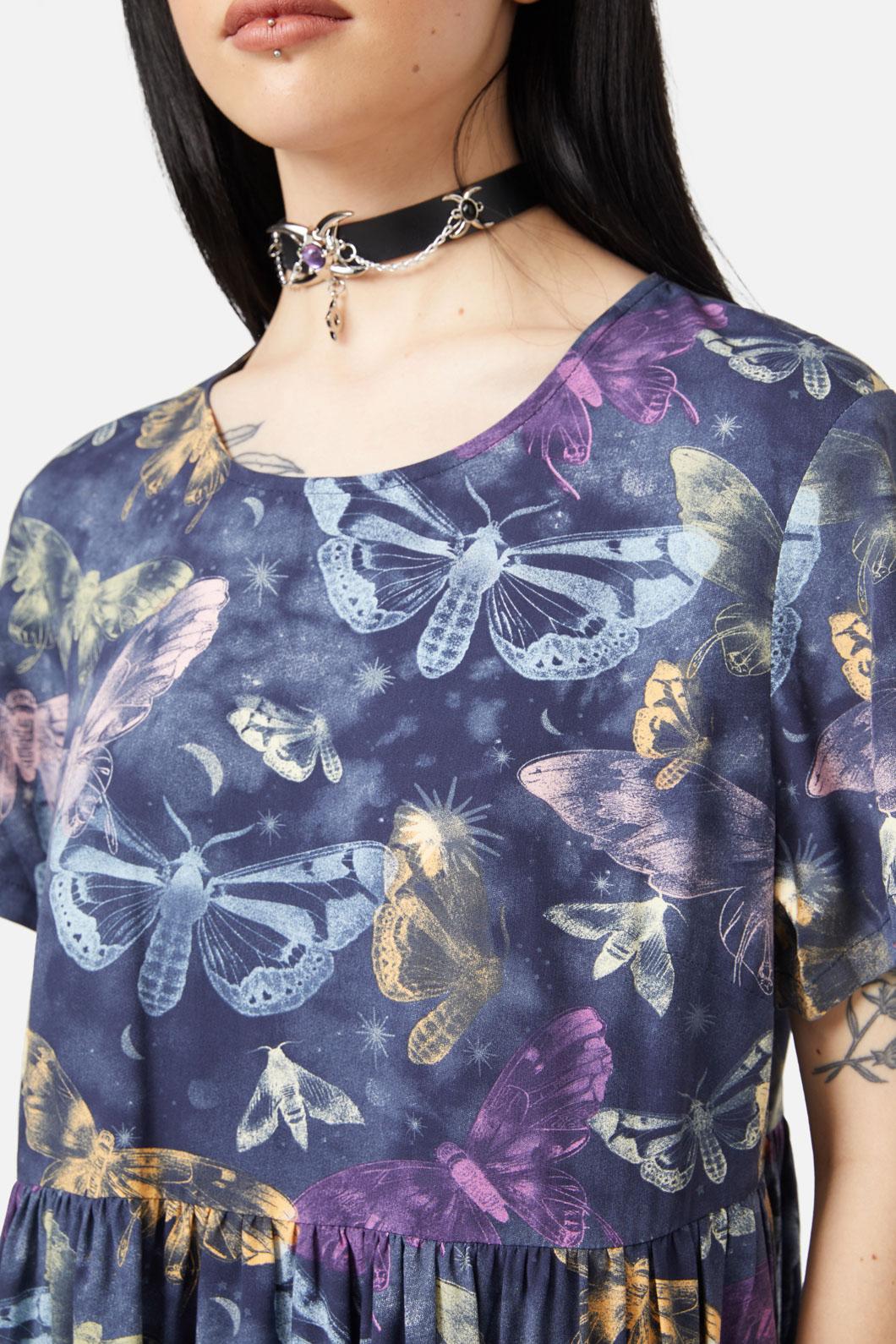 Black Friday - Lunar Moth Smock Dress - navy