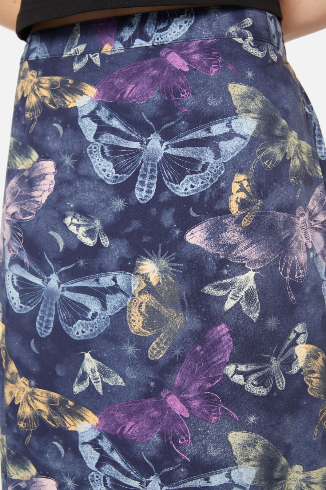 Black Friday - Lunar Moth Print Maxi Skirt - navy