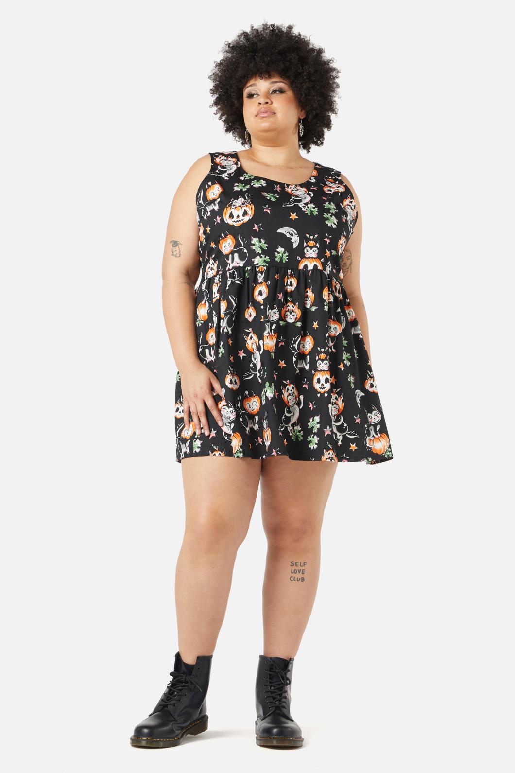 Black Friday - Curve Pumpkin Patch KittyDress - black