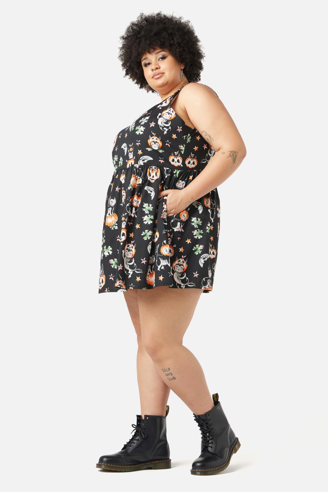 Black Friday - Curve Pumpkin Patch KittyDress - black