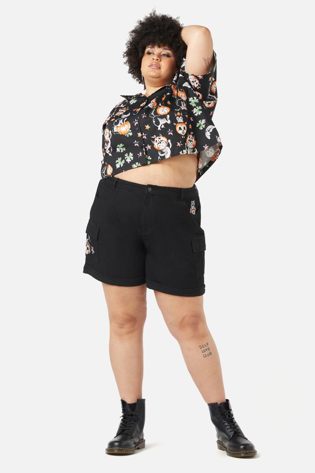 Black Friday - Curve Pumpkin Patch Kitty Blouse - black