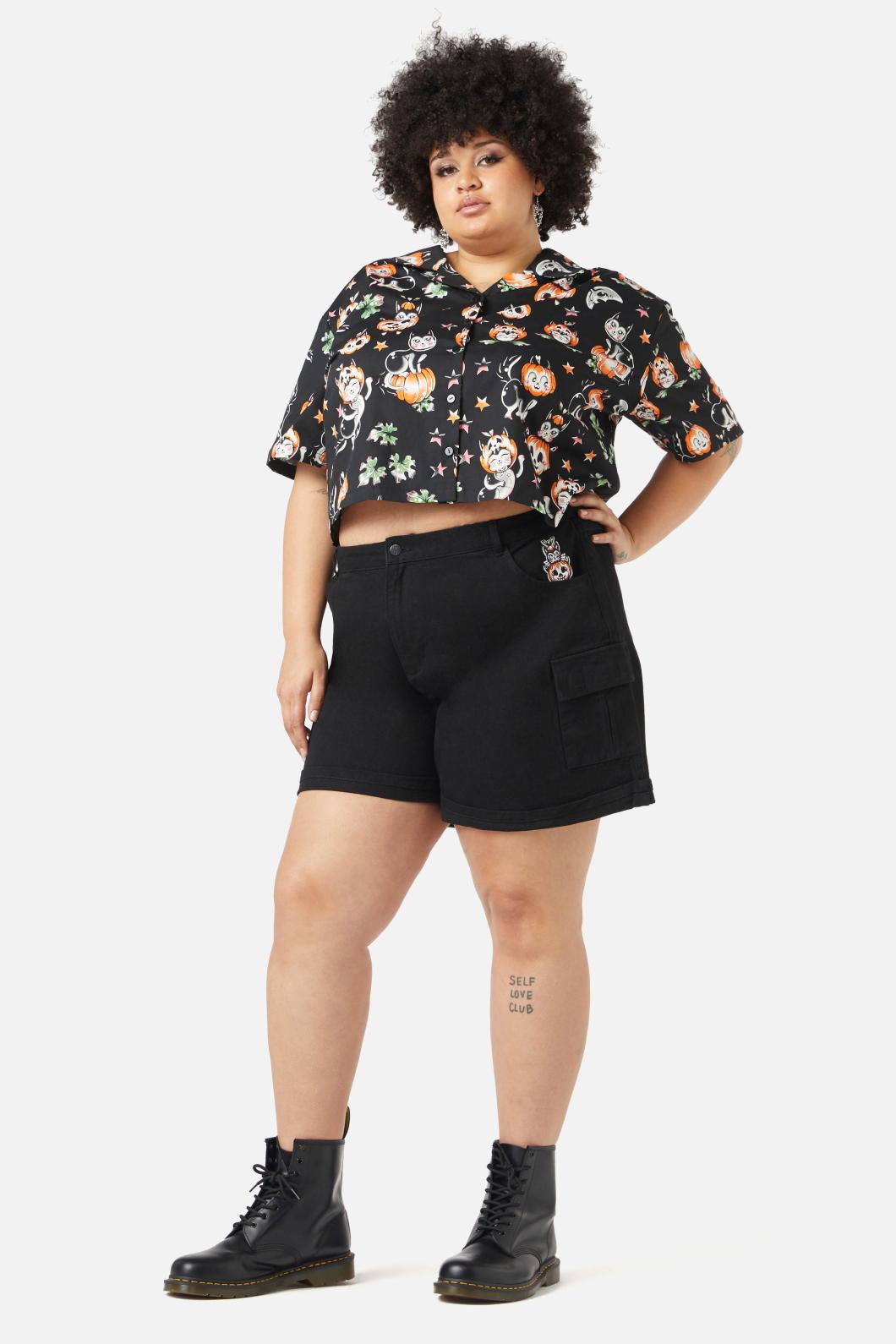 Black Friday - Curve Pumpkin Patch Kitty Blouse - black