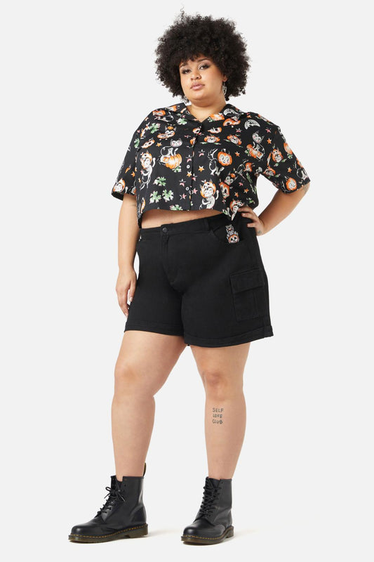 Black Friday - Curve Pumpkin Patch Kitty Blouse - black
