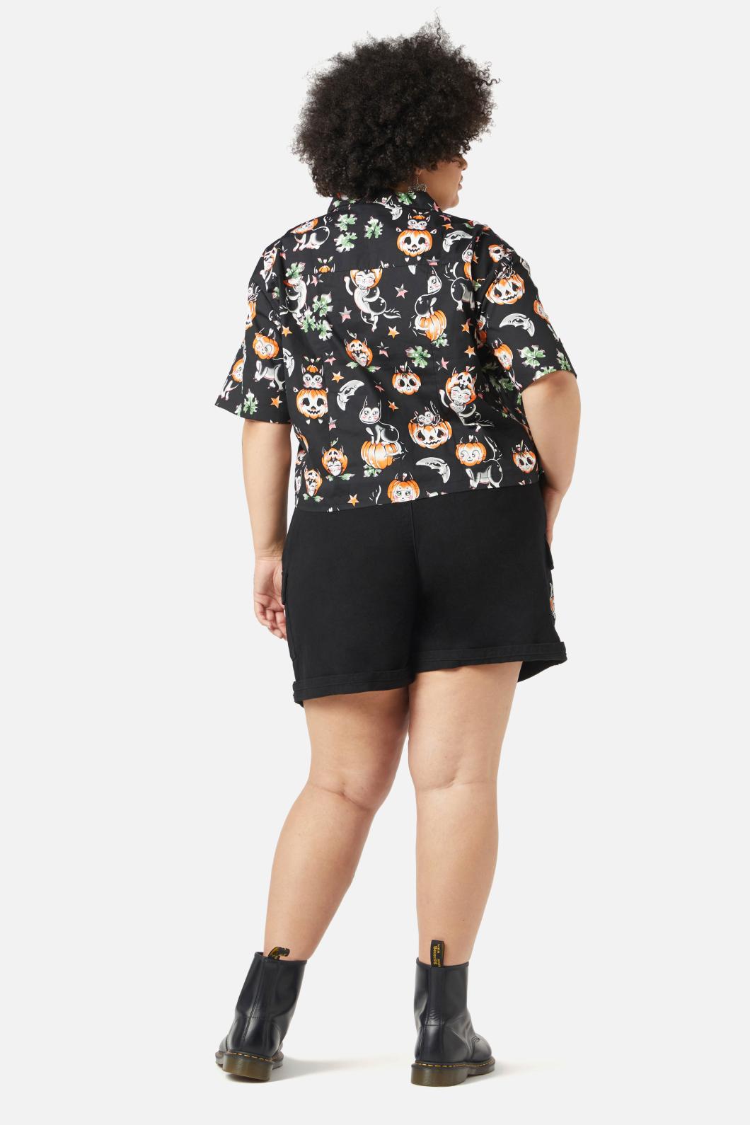 Black Friday - Curve Pumpkin Patch Kitty Blouse - black