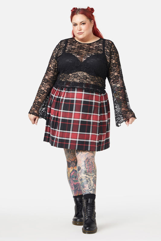 Black Friday - Curve Lace Flare Sleeve Top - black