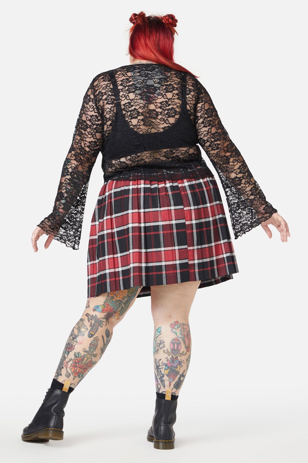 Black Friday - Curve Lace Flare Sleeve Top - black