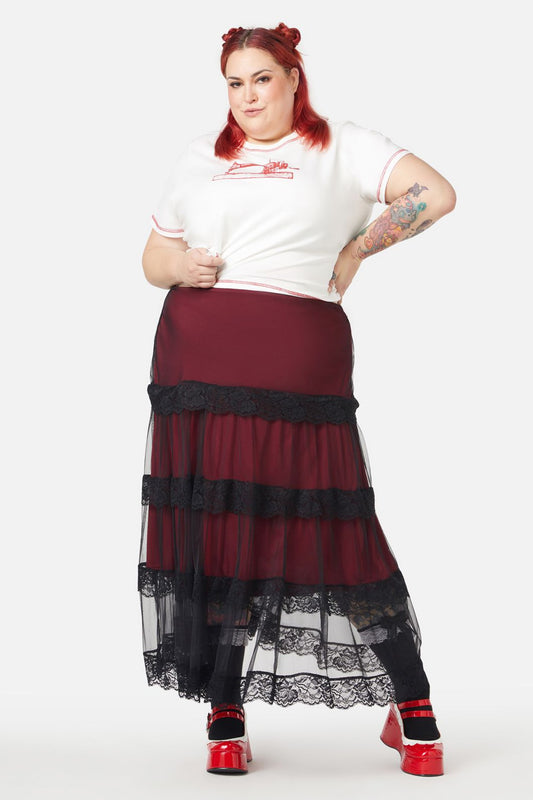 Black Friday - Lock Picker Mesh Lace Skirt - red