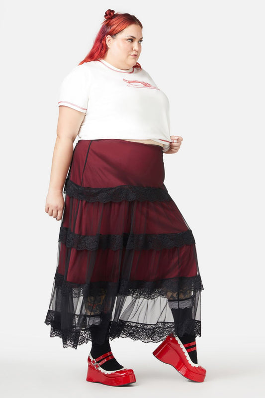 Black Friday - Lock Picker Mesh Lace Skirt - red