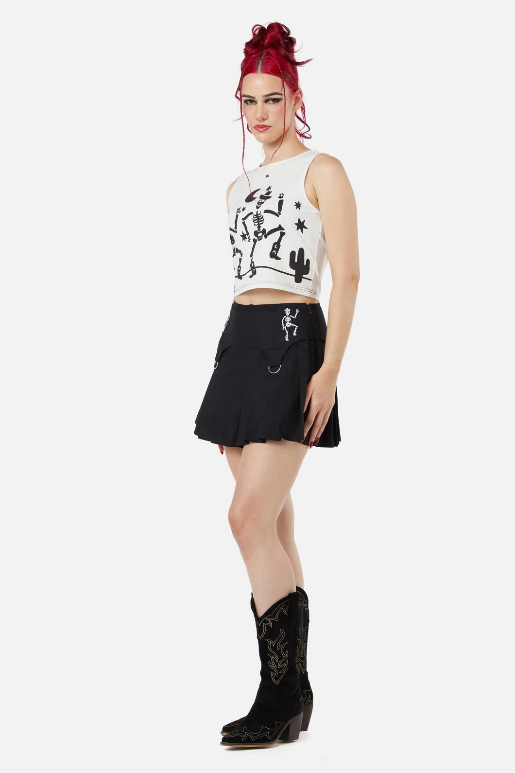Black Friday - Skelly Yoke Skort - black
