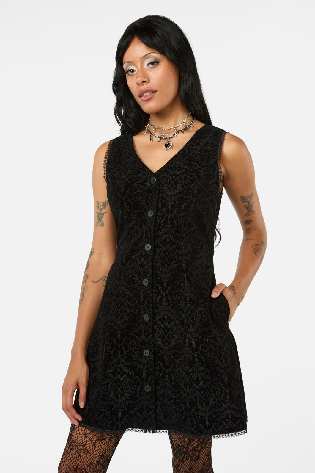 Black Friday - Not Afraid Velvet Pinafore - black