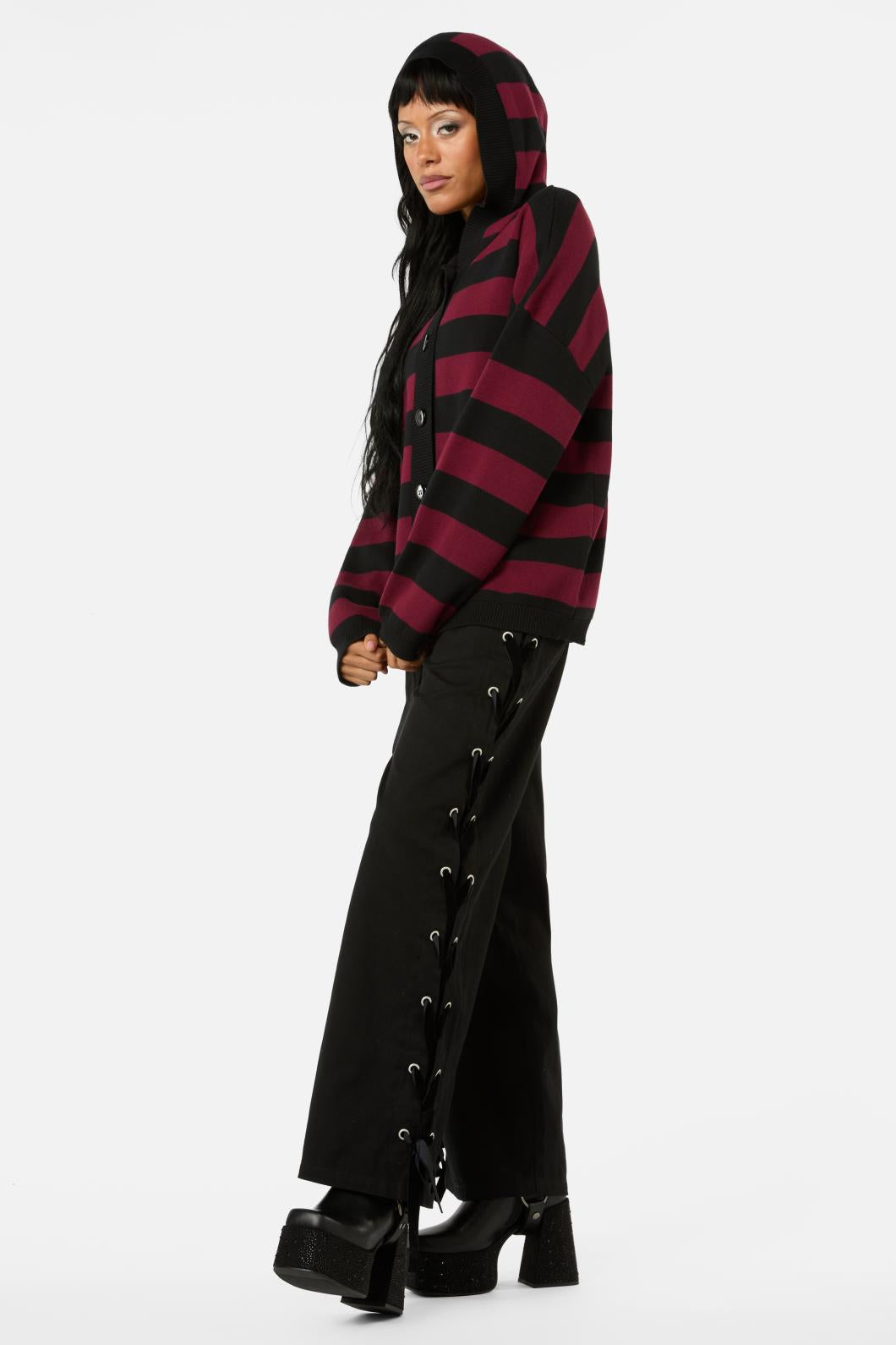 Black Friday - Not Afraid Stripe Cardigan - red-black