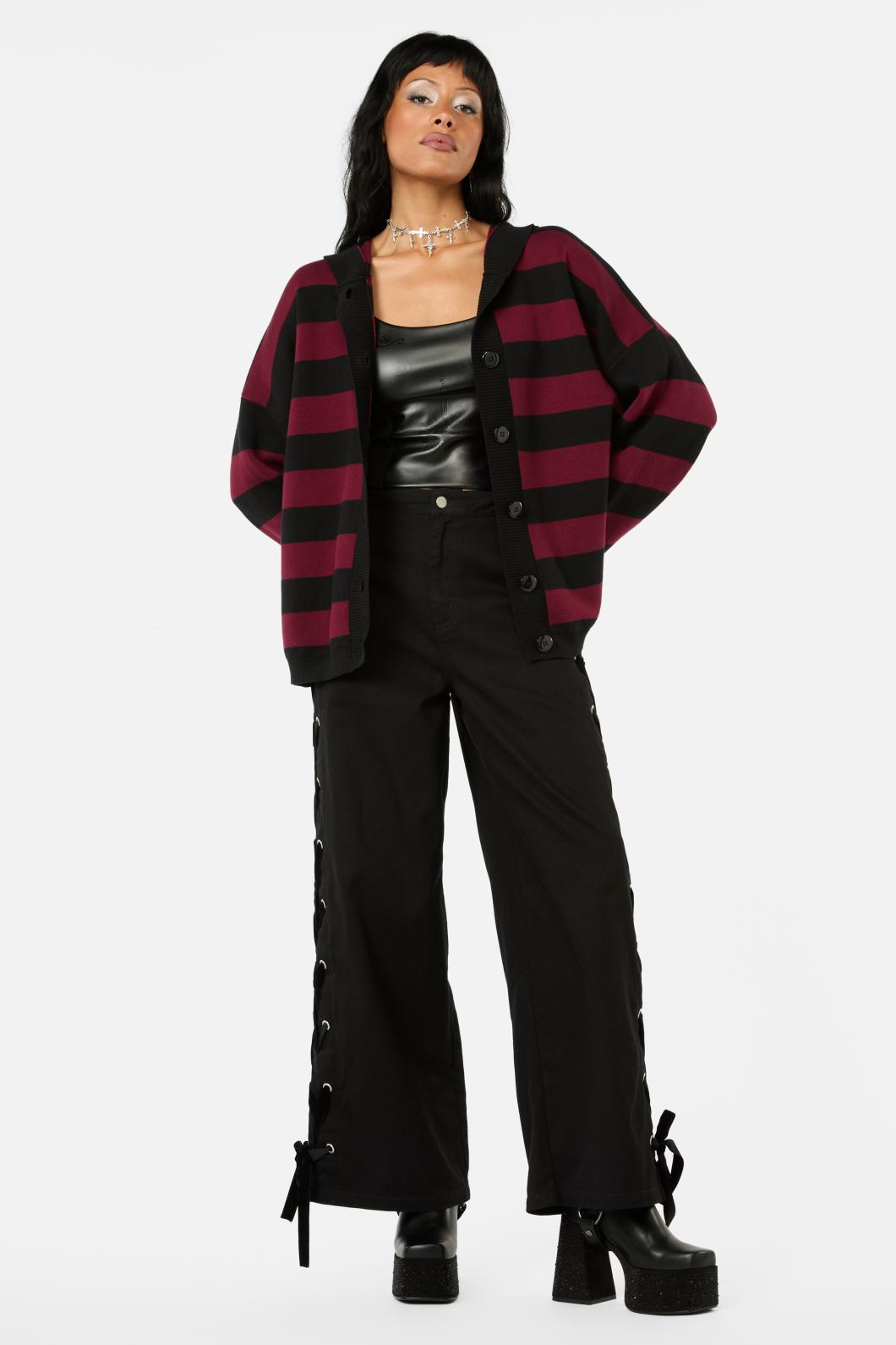 Black Friday - Not Afraid Stripe Cardigan - red-black