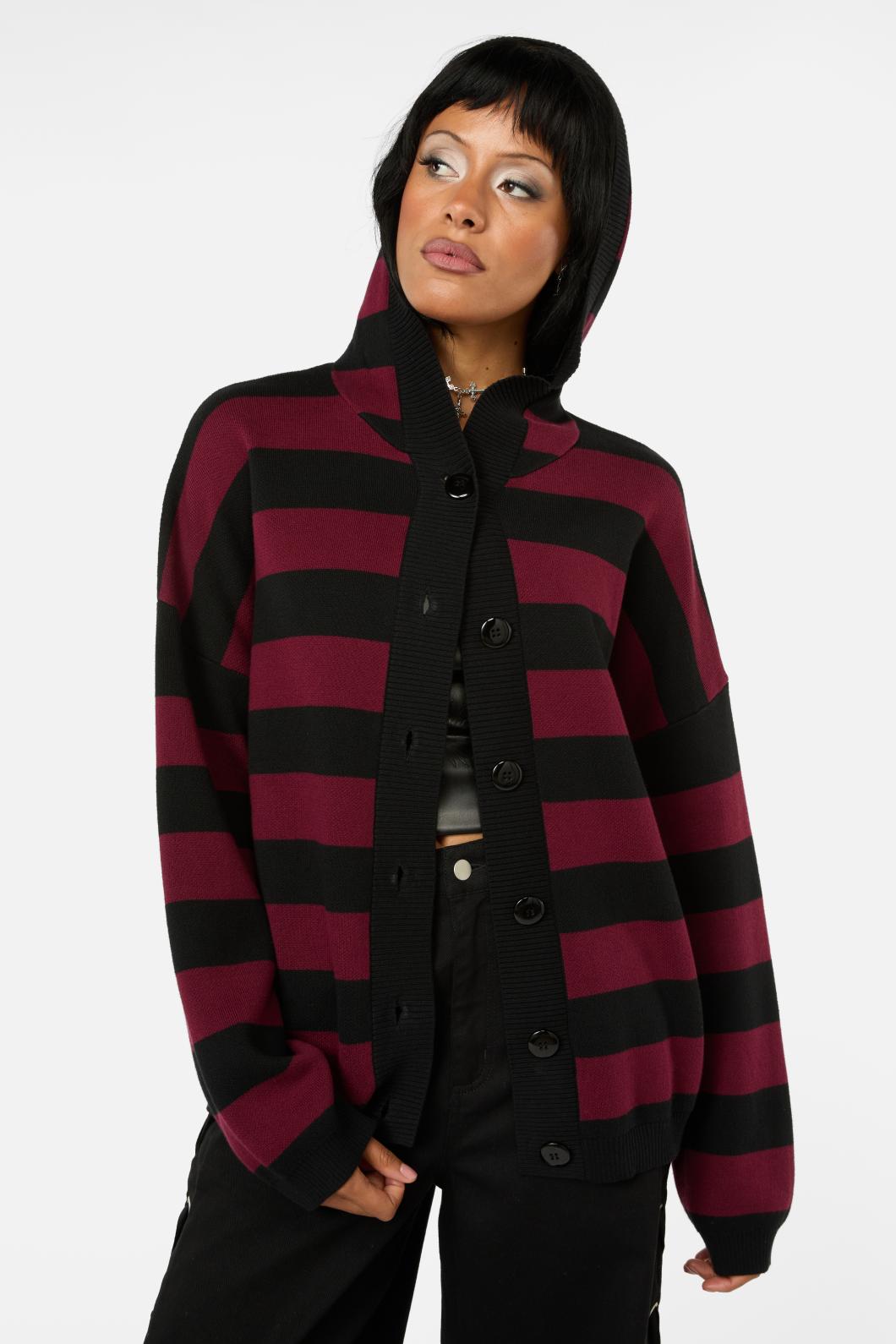 Black Friday - Not Afraid Stripe Cardigan - red-black
