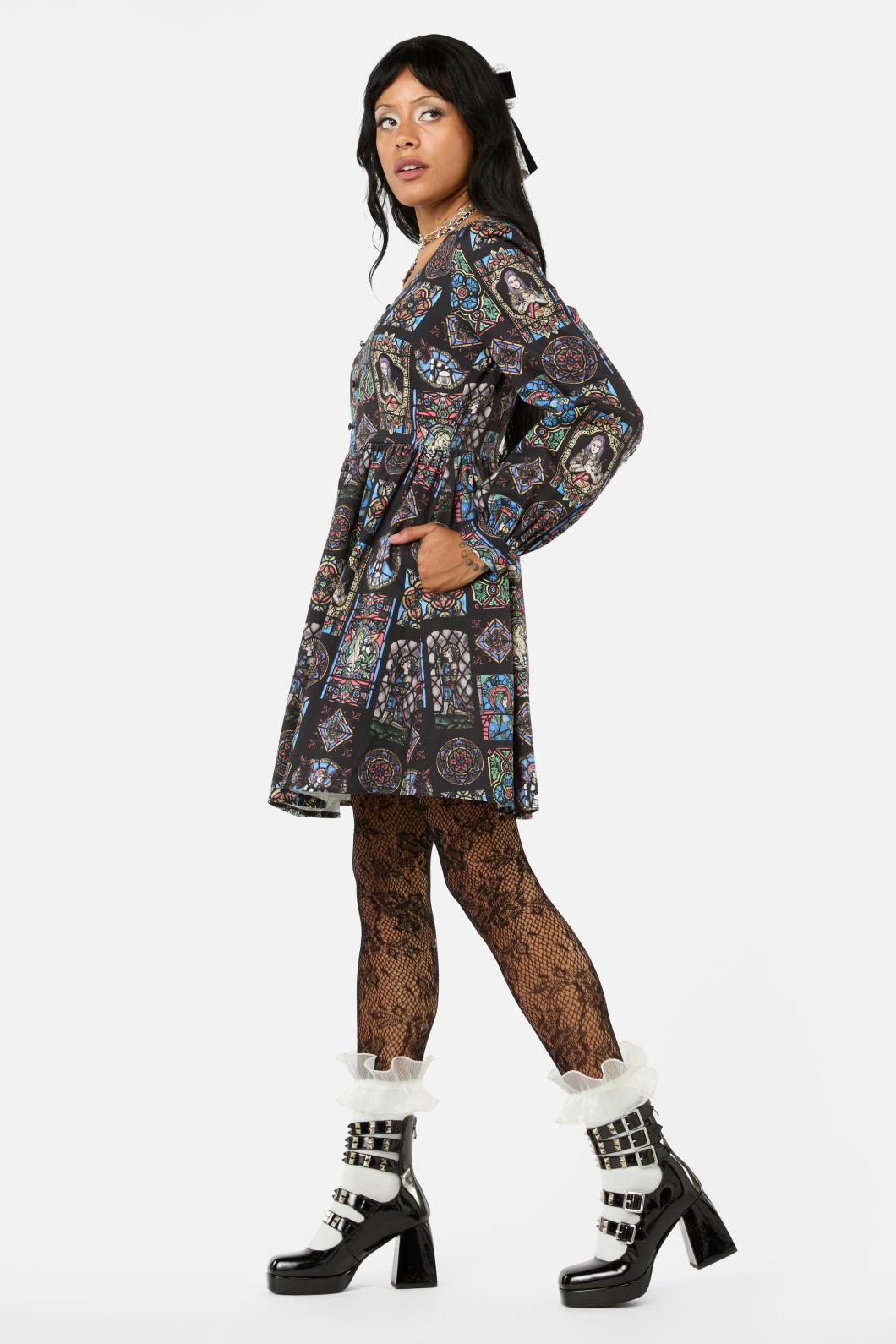 Black Friday - Vitrail Printed LS Dress - multi