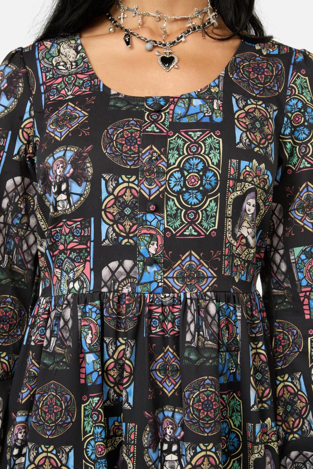 Black Friday - Vitrail Printed LS Dress - multi