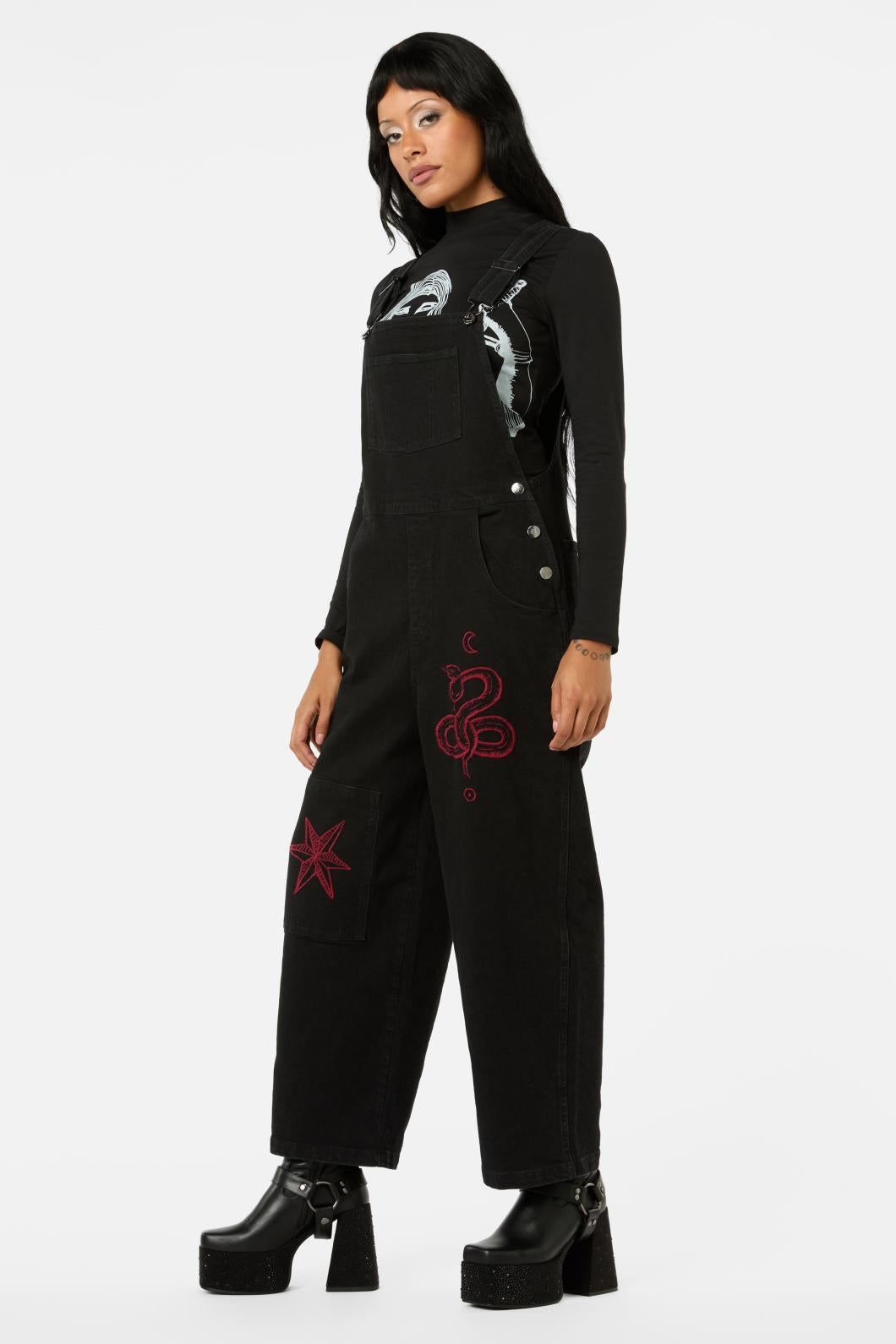 Black Friday - Grace Emb Overalls - black
