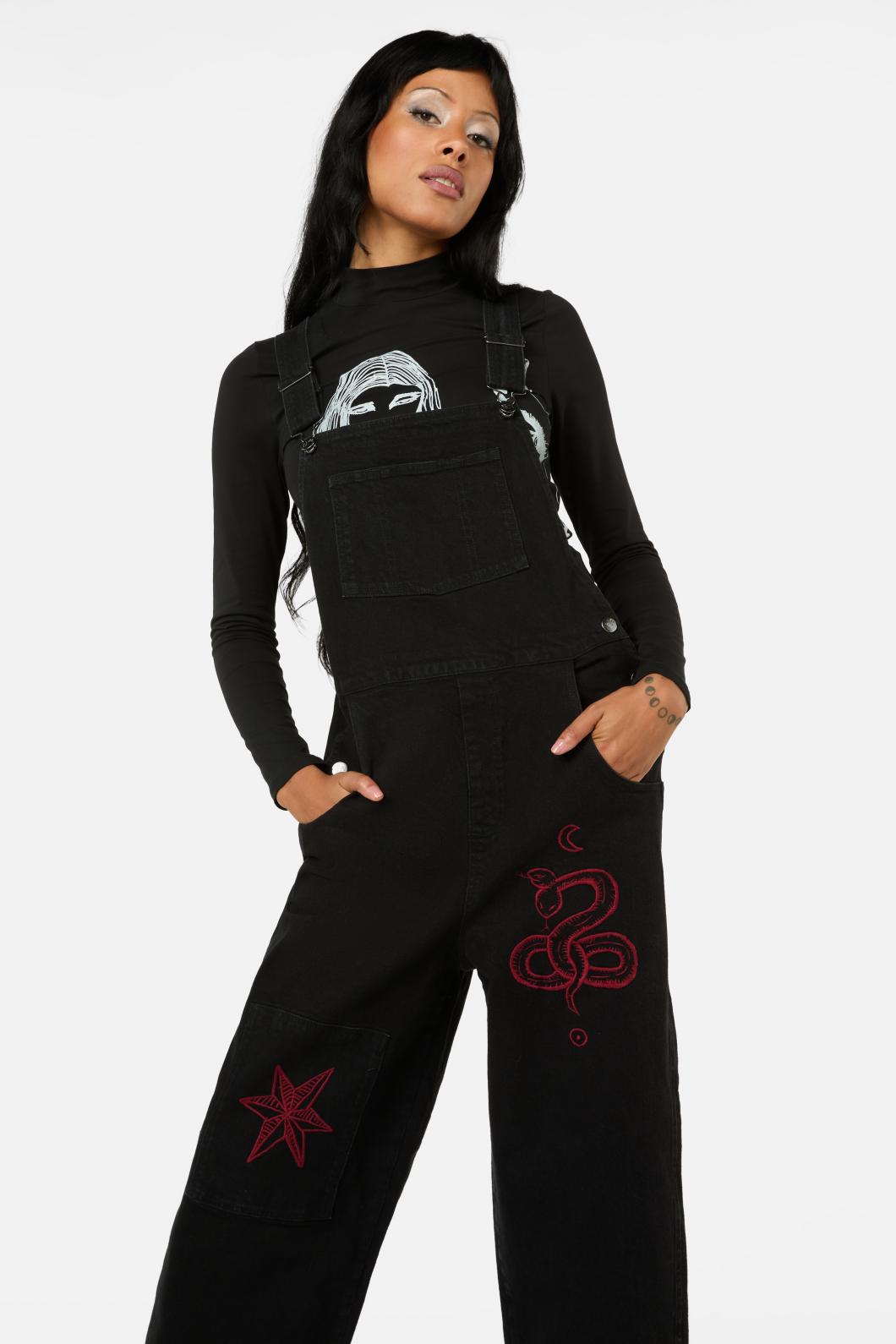 Black Friday - Grace Emb Overalls - black