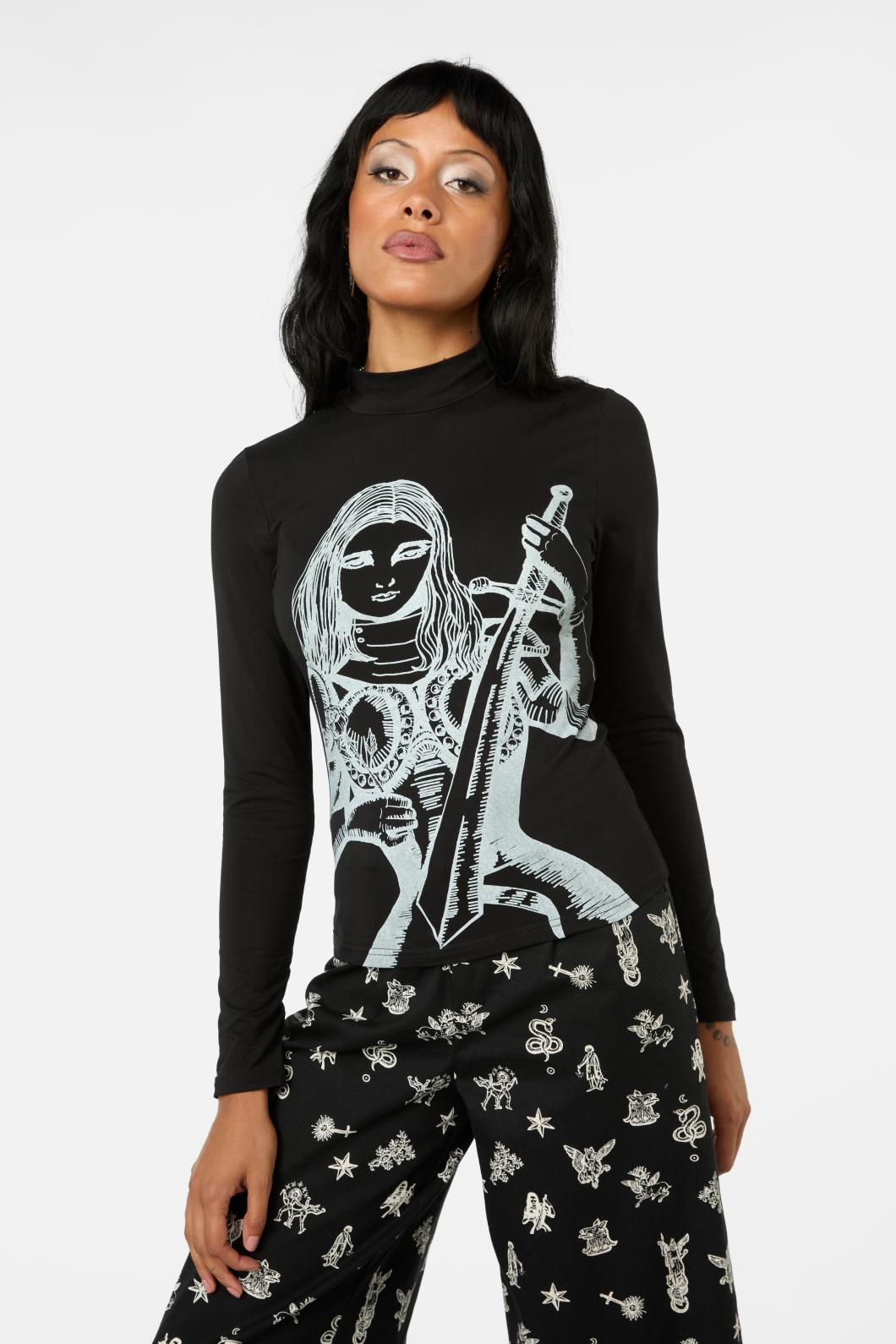 Black Friday - Reclaim Sword Mock Neck Top - black