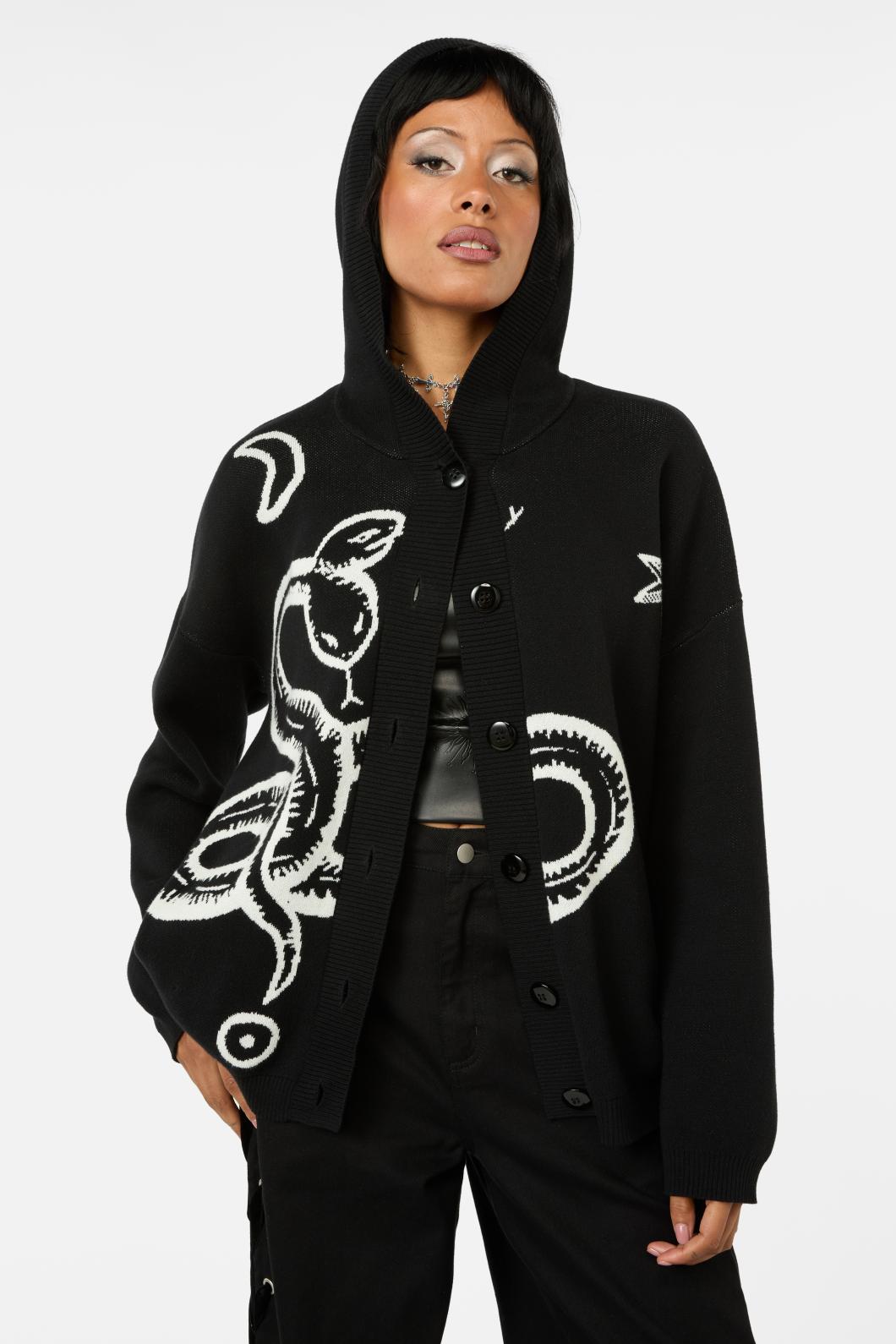 Black Friday - Reclaim Snake Hooded Cardi - black