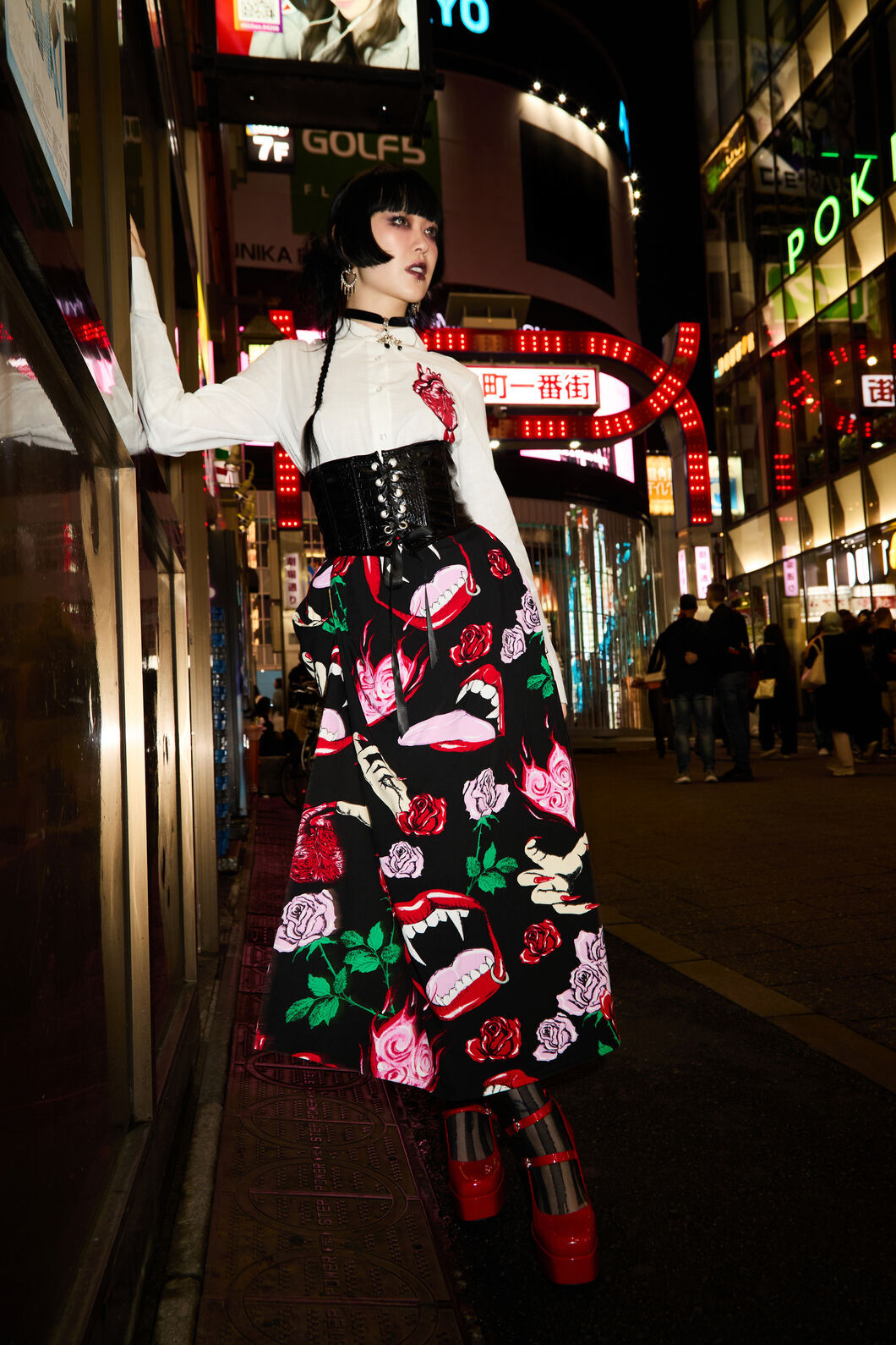 Black Friday - Immortal Love Midi Skirt - black-red