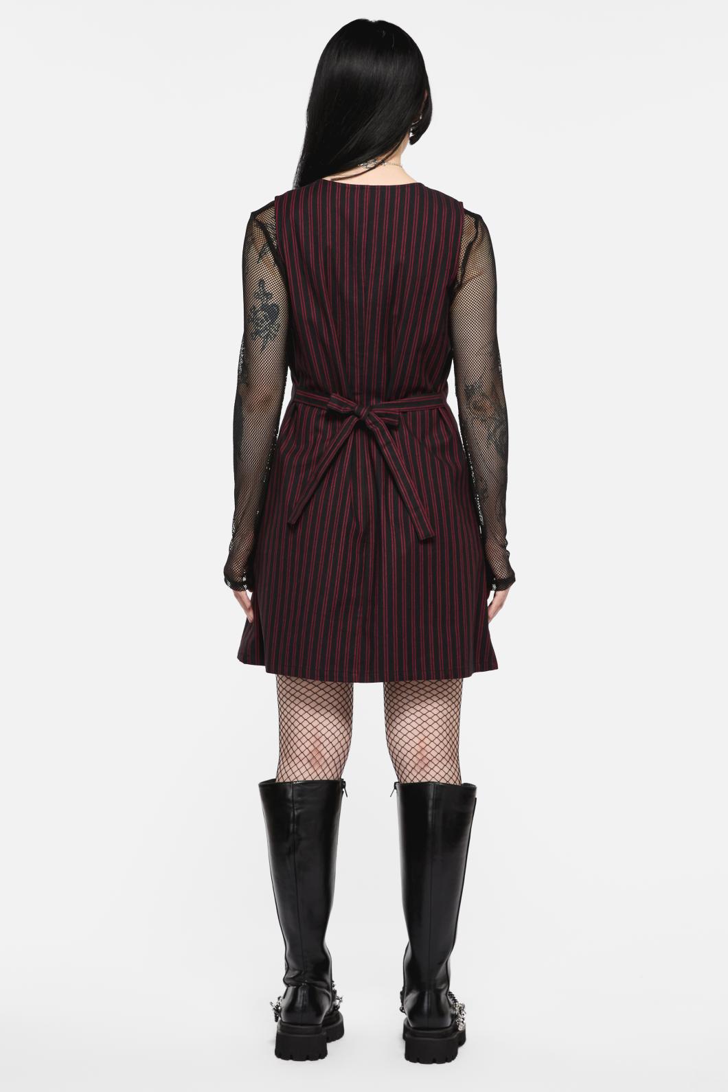 Black Friday - Undead Pinstripe Pinafore - black-red