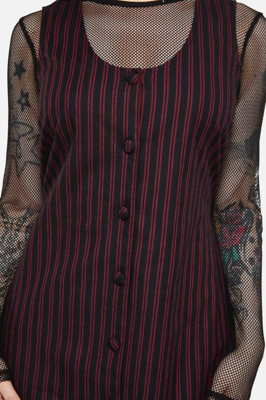 Black Friday - Undead Pinstripe Pinafore - black-red