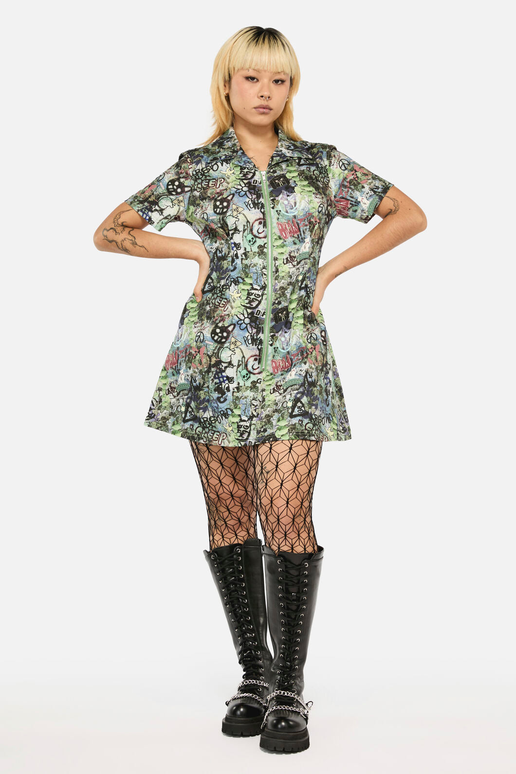 Black Friday - Laneway Zip PrintSSSkaterDress - multi