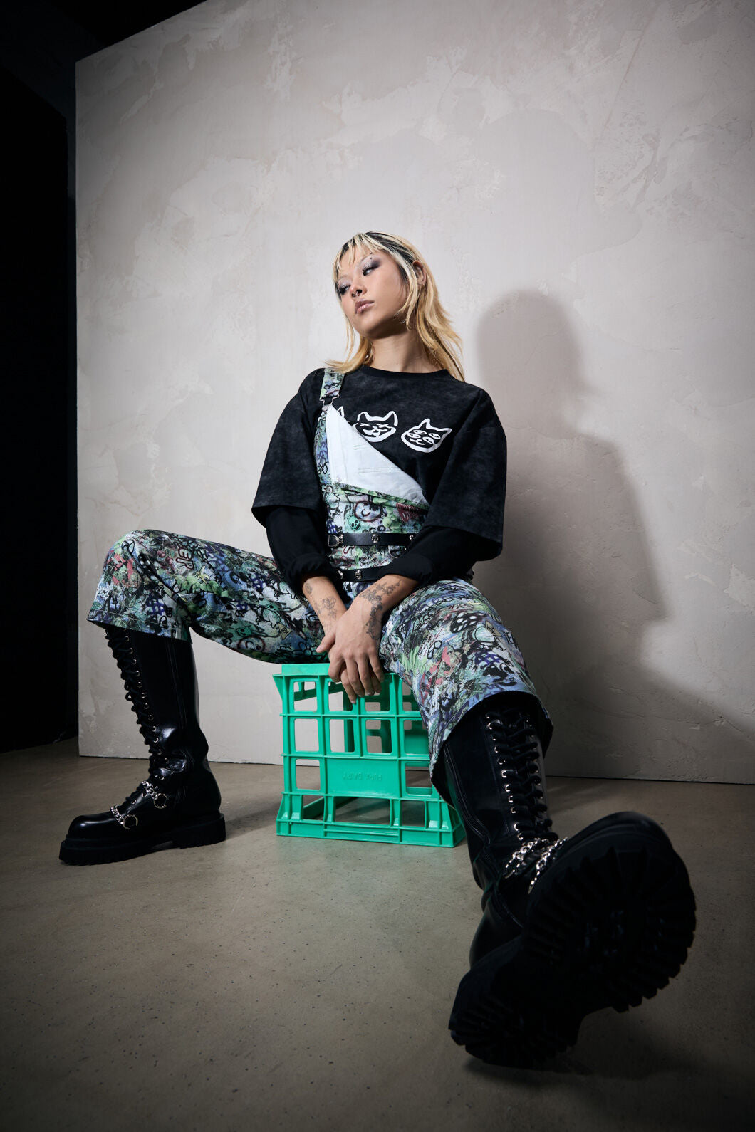 Black Friday - Laneway Print Drill Overalls - multi