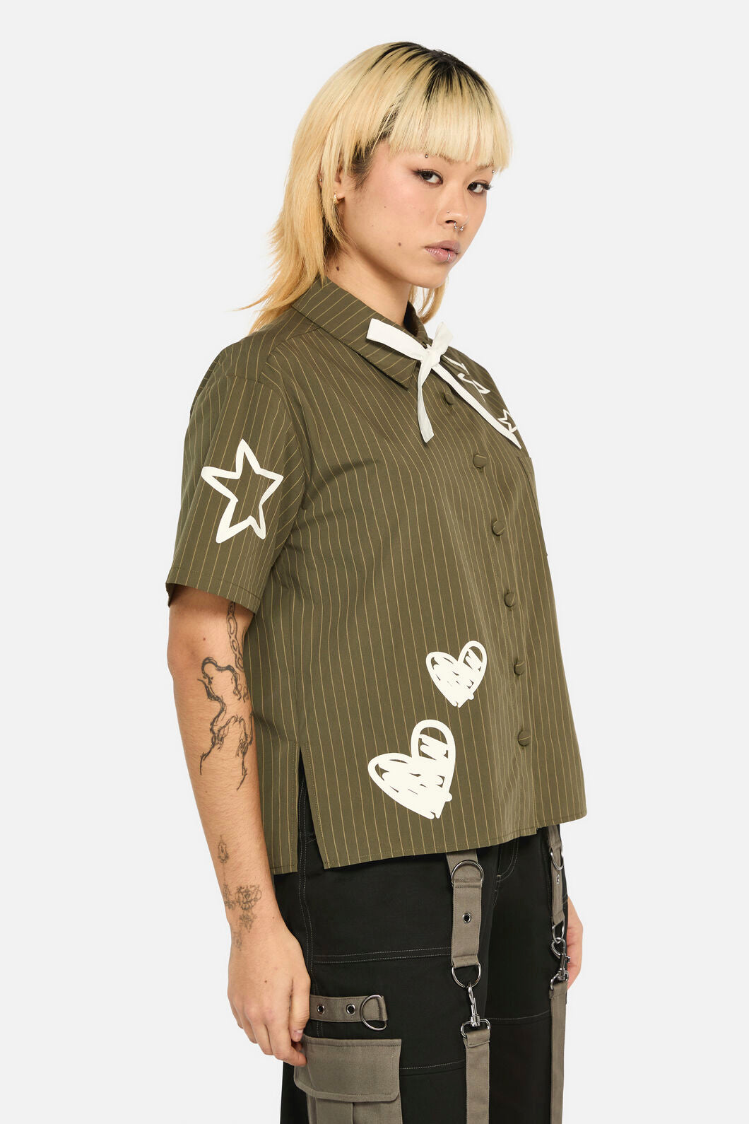 Black Friday - Graff Pinstripe Relaxed Blouse - khaki