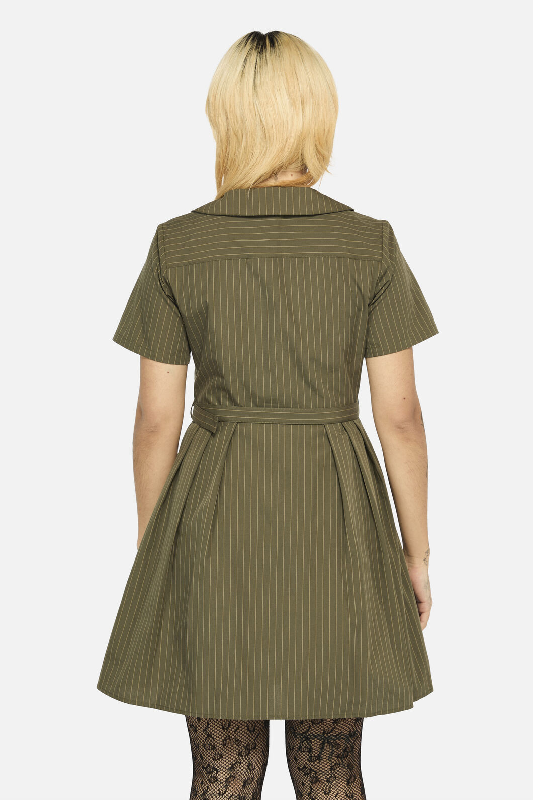 Black Friday - Graff Pinstripe Pleated Dress - khaki