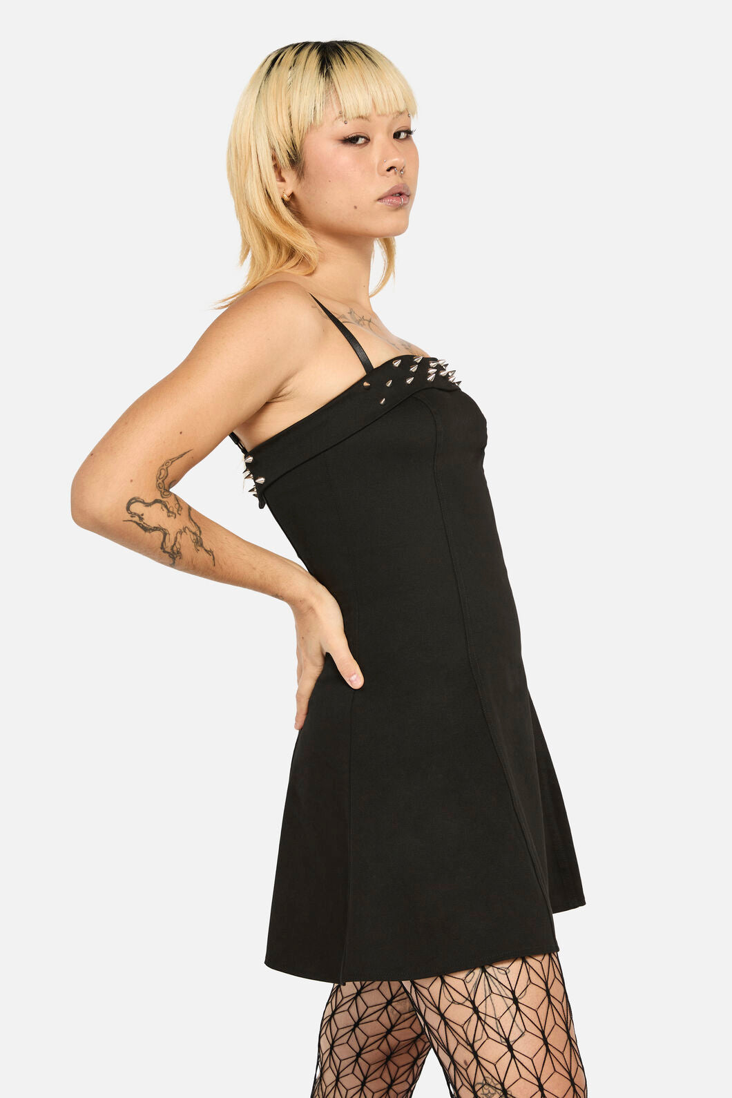 Black Friday - Laneway Studs Flared Dress - black