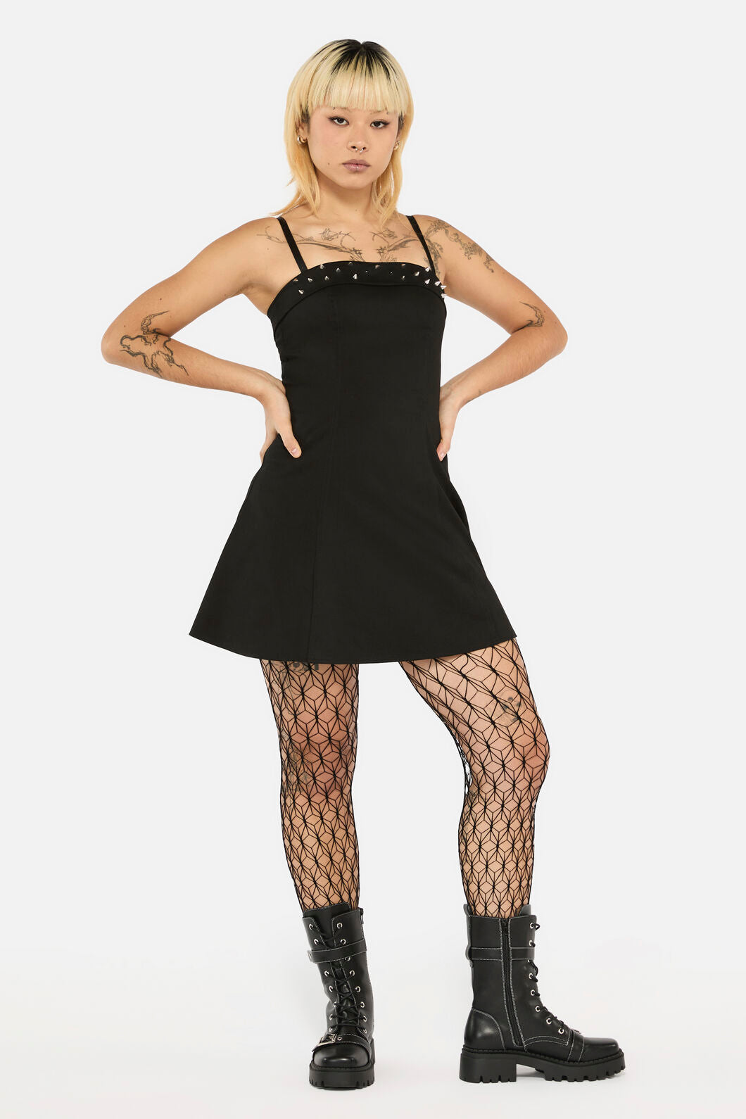 Black Friday - Laneway Studs Flared Dress - black