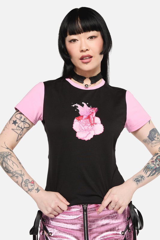 Black Friday - Dragons GroveContrastSleeveTee - black-pink