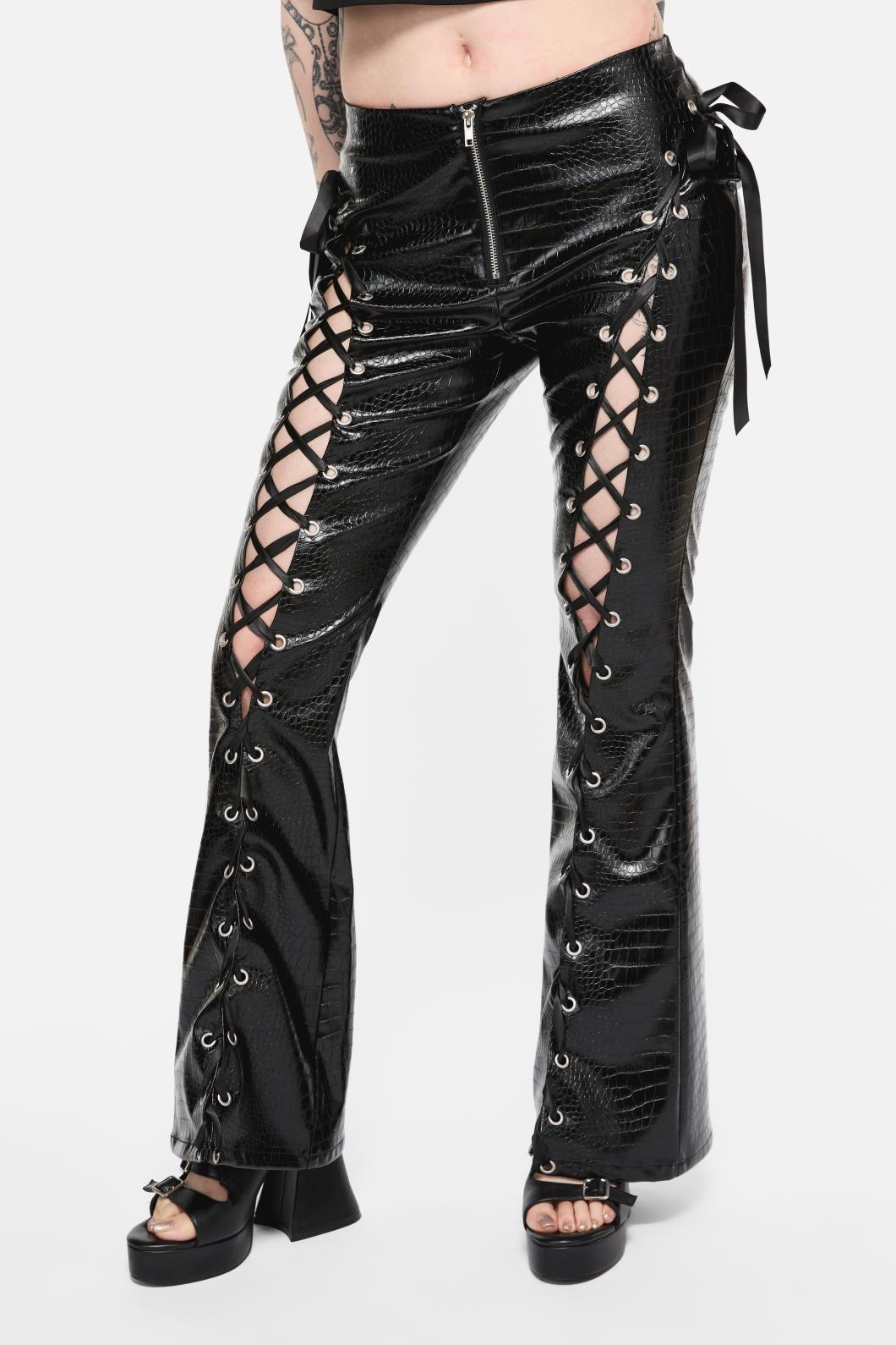 Black Friday - Scales Lace Up PU Pant - black