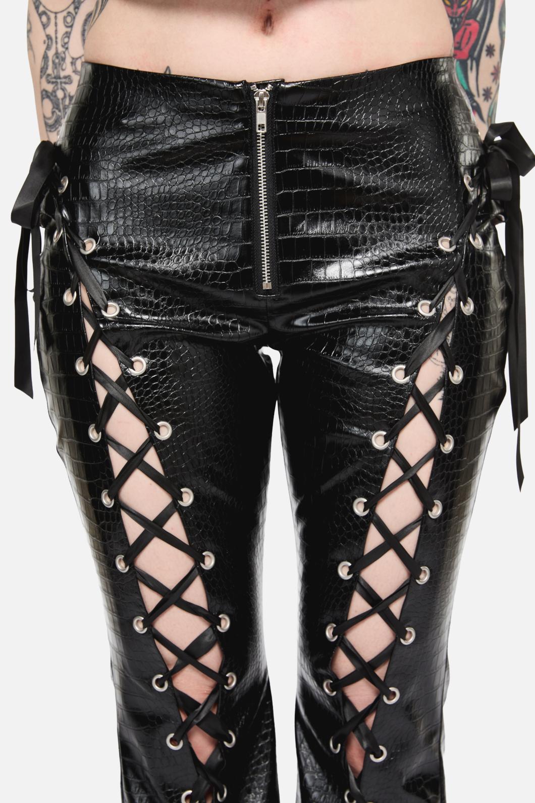 Black Friday - Scales Lace Up PU Pant - black