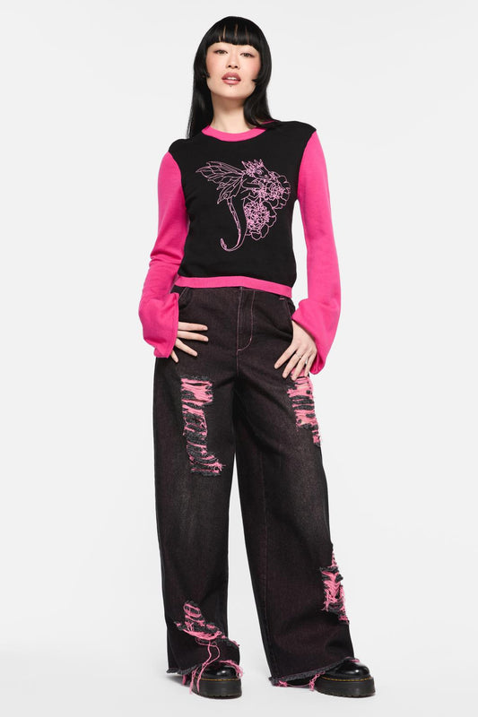 Black Friday - Dragons Grove Contrast Knit - black-pink