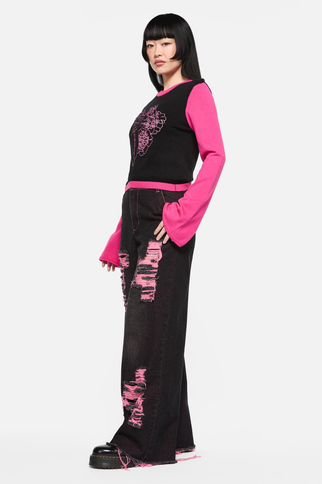Black Friday - Dragons Grove Contrast Knit - black-pink