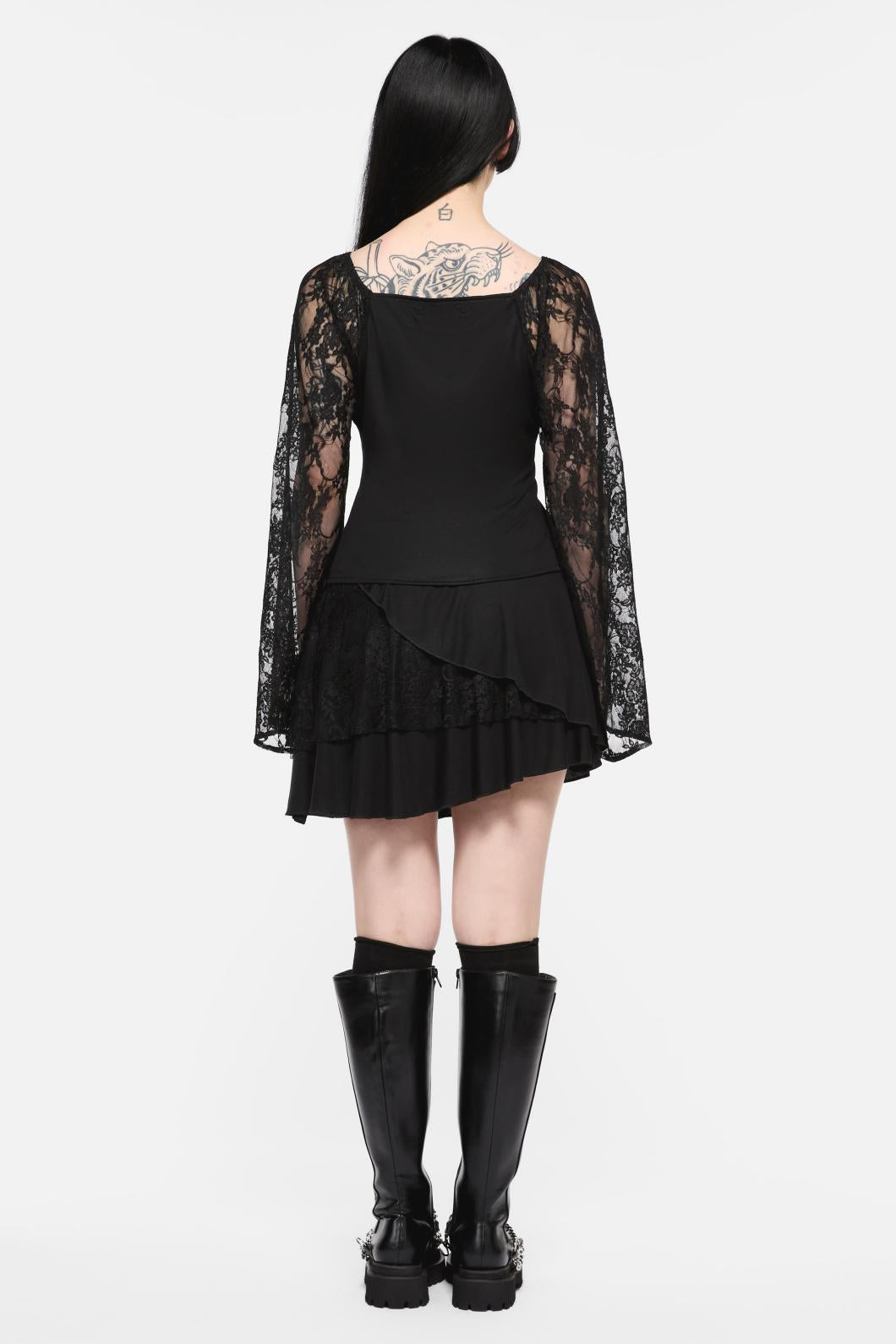 Black Friday - Dragons Grove Lace Sleeve Top - black