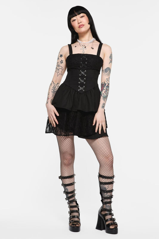 Black Friday - Dragon Wings LaceyLayeredDress - black