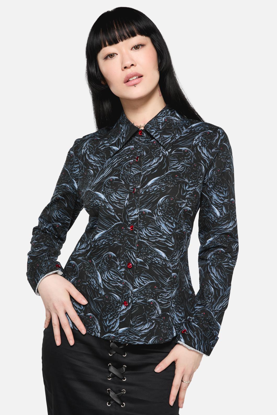 Black Friday - Murder OfCrowsLongSleeveBlouse - black