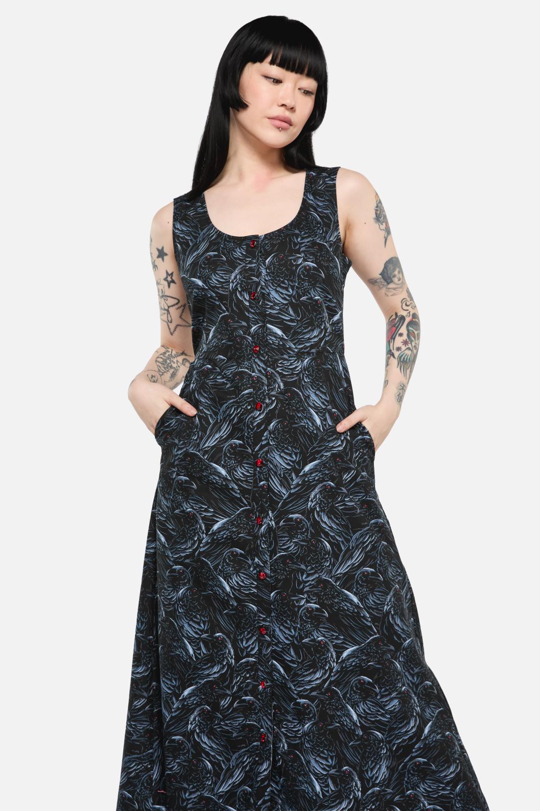 Black Friday - Murder Of Crows Midi Dress - black