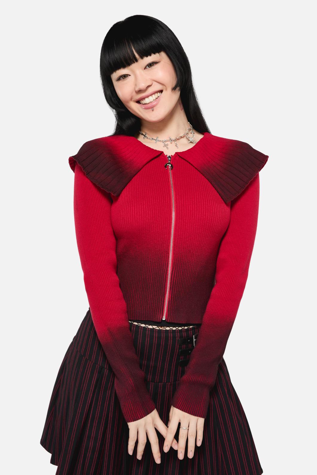 Black Friday - Apollo Gradient Knit Cardi - red-black