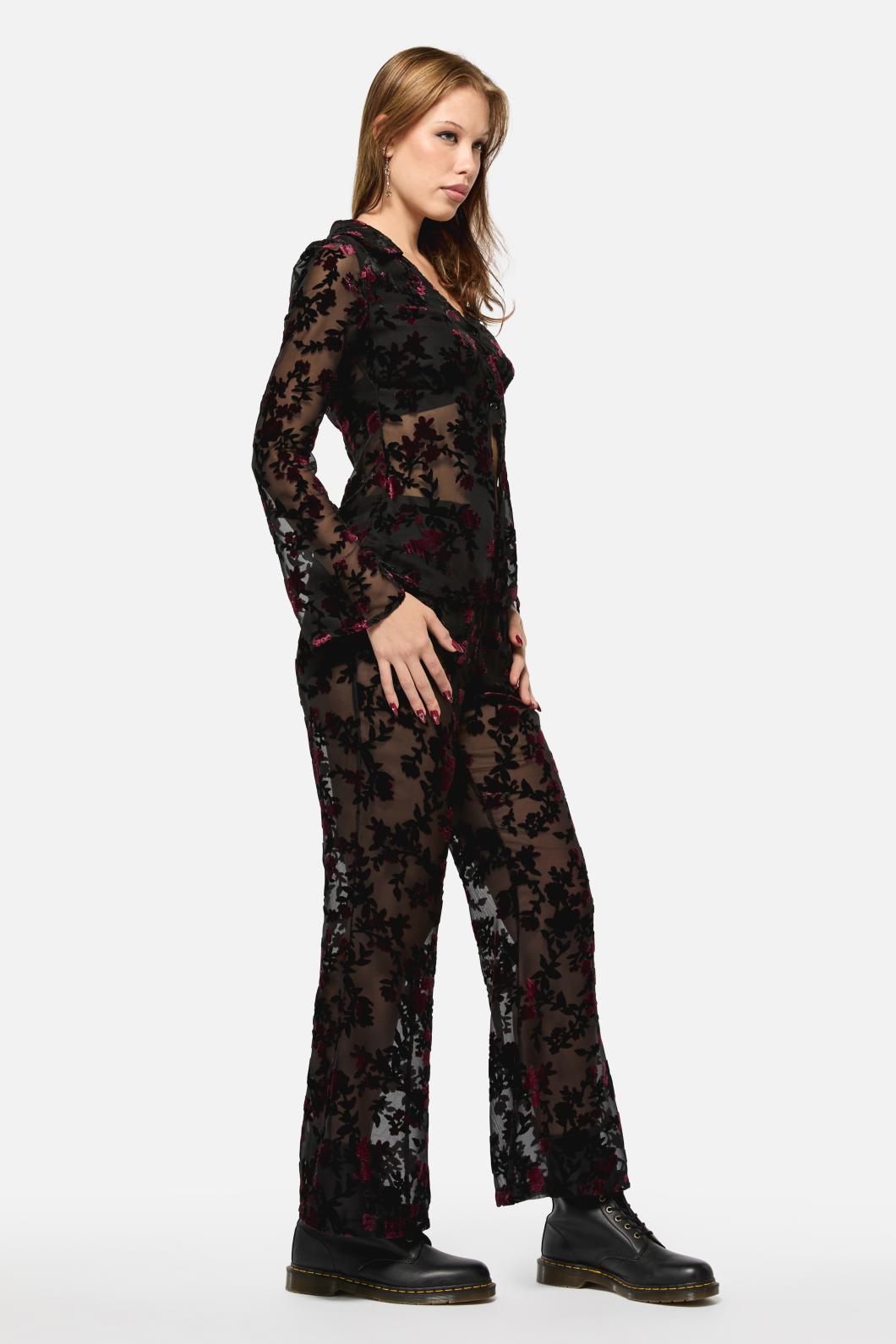 Black Friday - Lush Burnout Velvet Blouse - multi